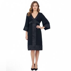 Vtg Aqua Silk Dress Babydoll Bell Sleeve Party Dress S Witchy Dark Goth‎ Whimsy